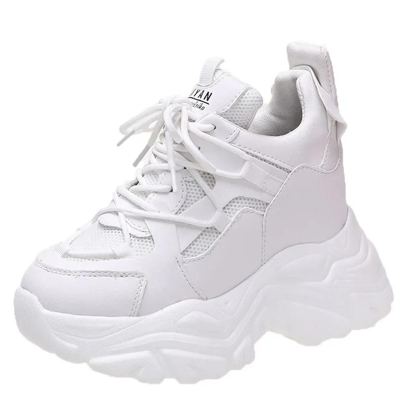 

Autumn Women's Casual Sports Shoes High Platform Lacu-up Shoes Comfortable Women's Chunky Sneakers Breathable Outdoor Shoes 9CM
