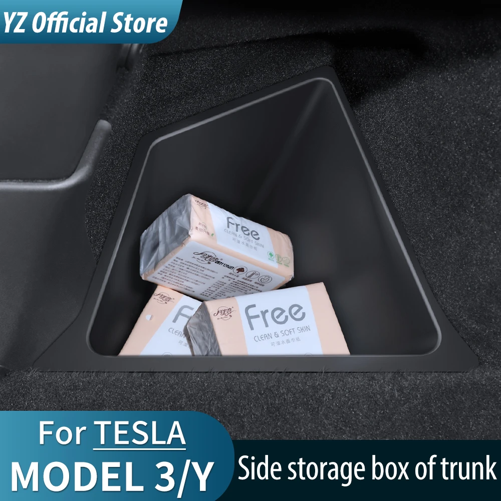 Yz For Tesla Model Y 2021 Rear Trunk Organizer Storage Box For Tesla