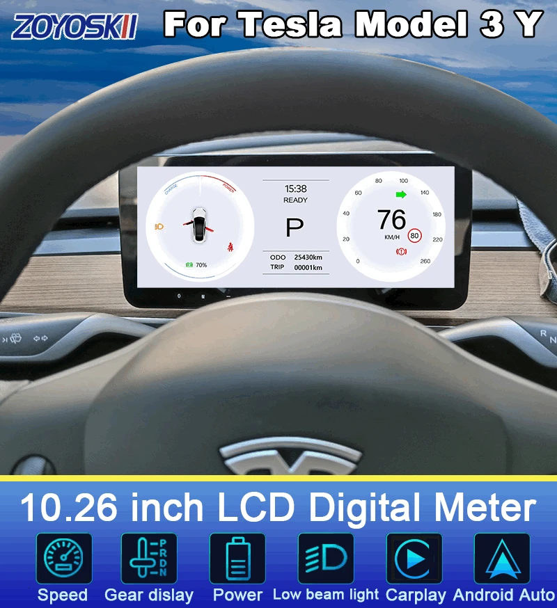 9'' 10.25'' For Tesla Model 3 Y car lcd meter instrument dashboard HUD