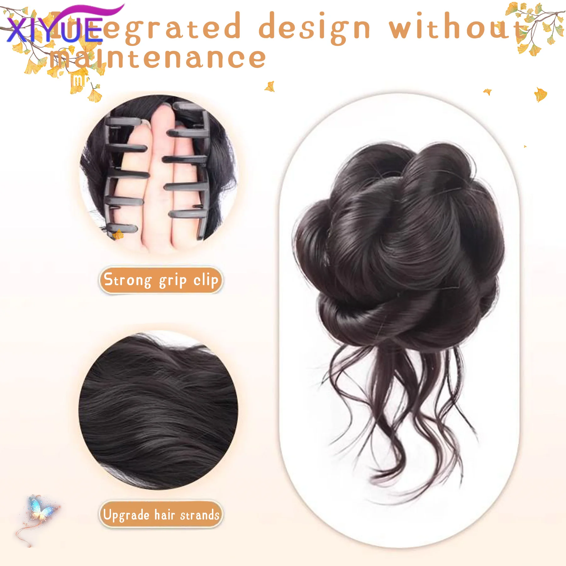 Synthetic Messy Bun Hair Piece Claw Clip Ponytail Extensions Scrunchie-style Lazy Flower Bud Bun Chignon Wavy Curly Ponytail