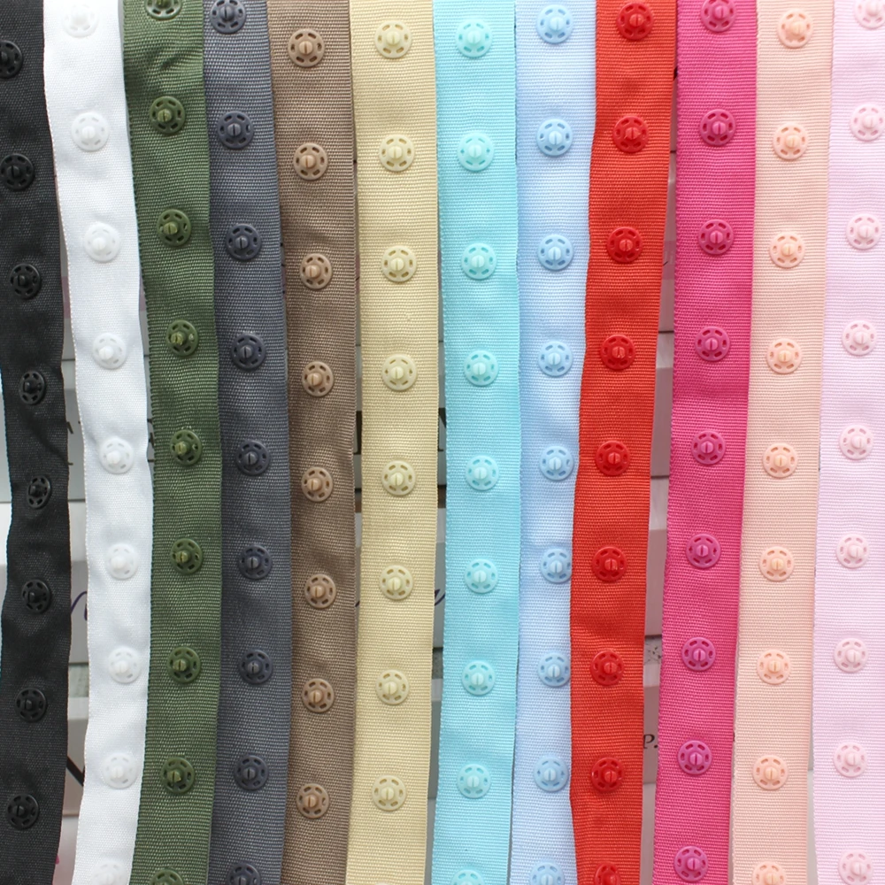 2 / 5yards/lot colourful plastic snap button ribbon tape trim for garment tapes buttons bag sewing accessories scrapbooking 3