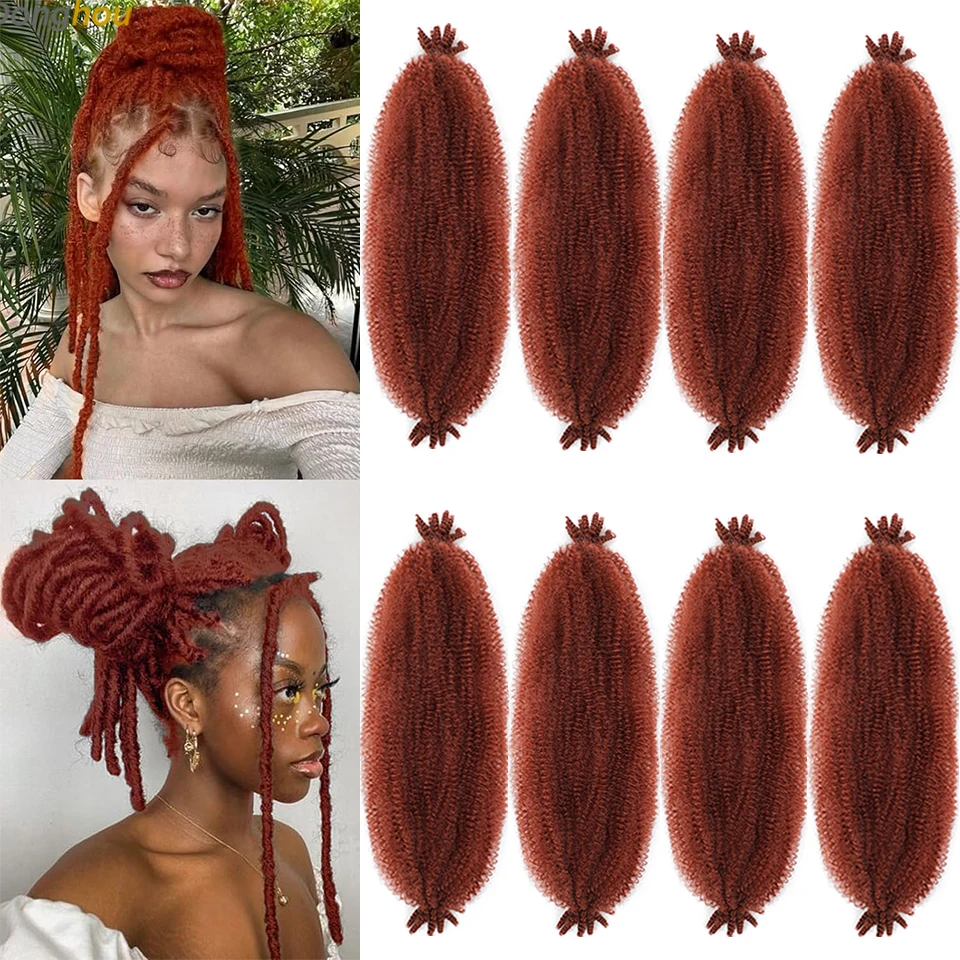New Springy Afro Twist Hair 24 16 12 Inches Ombre Brown Afro Kinky Twist Hair Extension For Boho Braids Soft Locs Crochet Braids 5