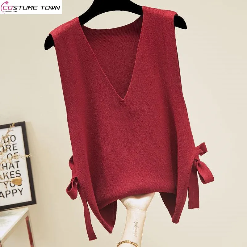 

2024 Spring and Autumn Korean Edition New Women's Knitwear Vest Korean Edition Sweater Tank Top Loose Top