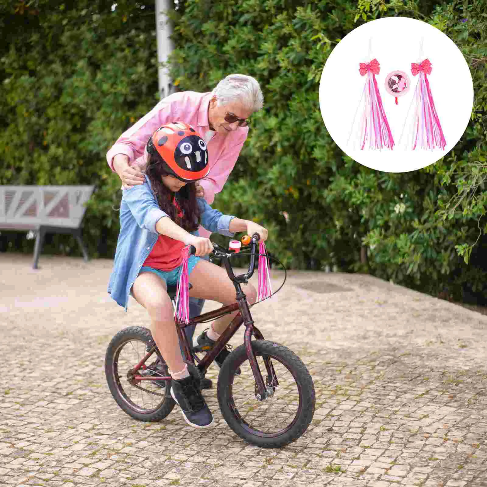 

Ribbon Bicycle Bell Kids Scooter Handlebar Streamers for Bikes Kit Girl Children Accessories Iron Decorative Grips