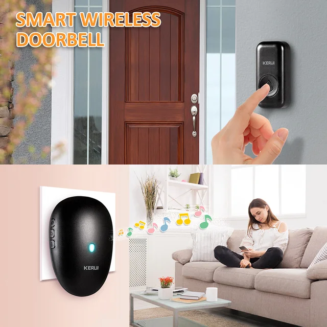 KERUI Doorbell Receiver with Button Smart Wireless Door Bell Welcome Chime with 57 Melodies for Home Security M521 4