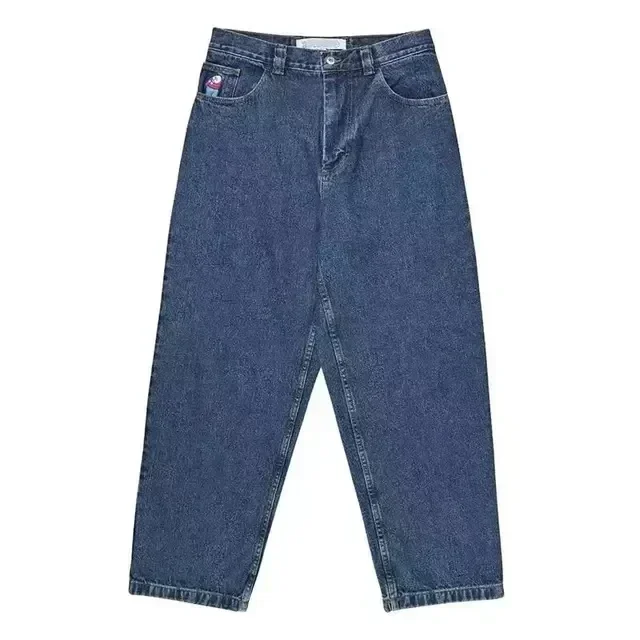 BigBoy Embroidery high waisted Jeans Retro Blue Baggy Skateboard Streetwear Y2K Couples Fashion Basketball Pants Clothing 3