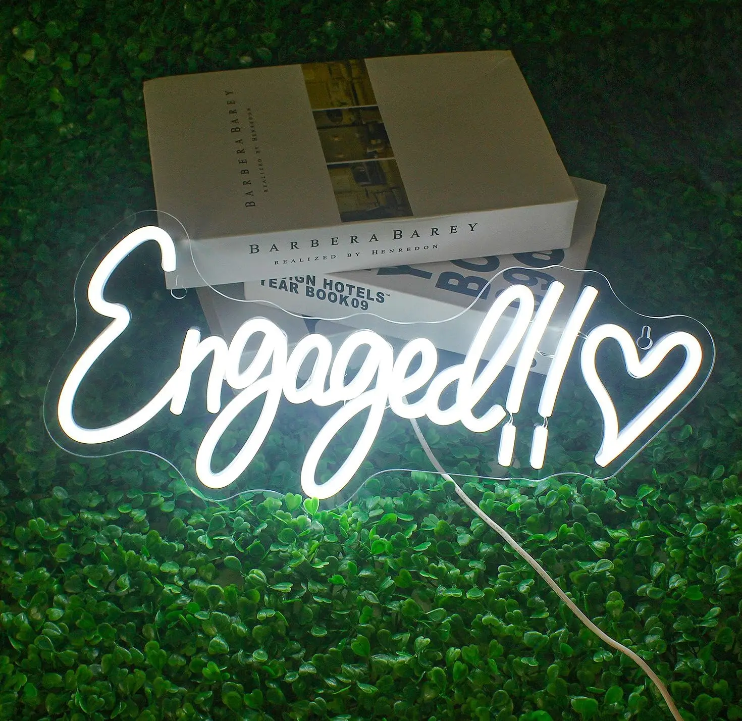 

Engaged Neon Sign White Neon Signs for Wall Decor Dimmable Wedding Engagement Valentines Day Neon Light Up Signs 5V USB Acrylic