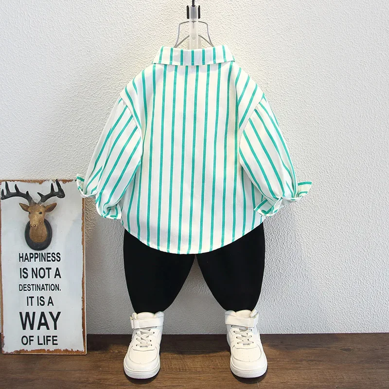 Trendy Striped Shirt for Boys Spring Autumn Small Medium Children Korean Style Baby Clothes Kids' Clothing