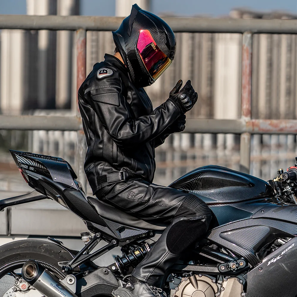 Windproof Warm Motorcycle Riding Leather Jacket Breathable Motorcycle Protective Clothing Waterproof Motocross Equipment Men