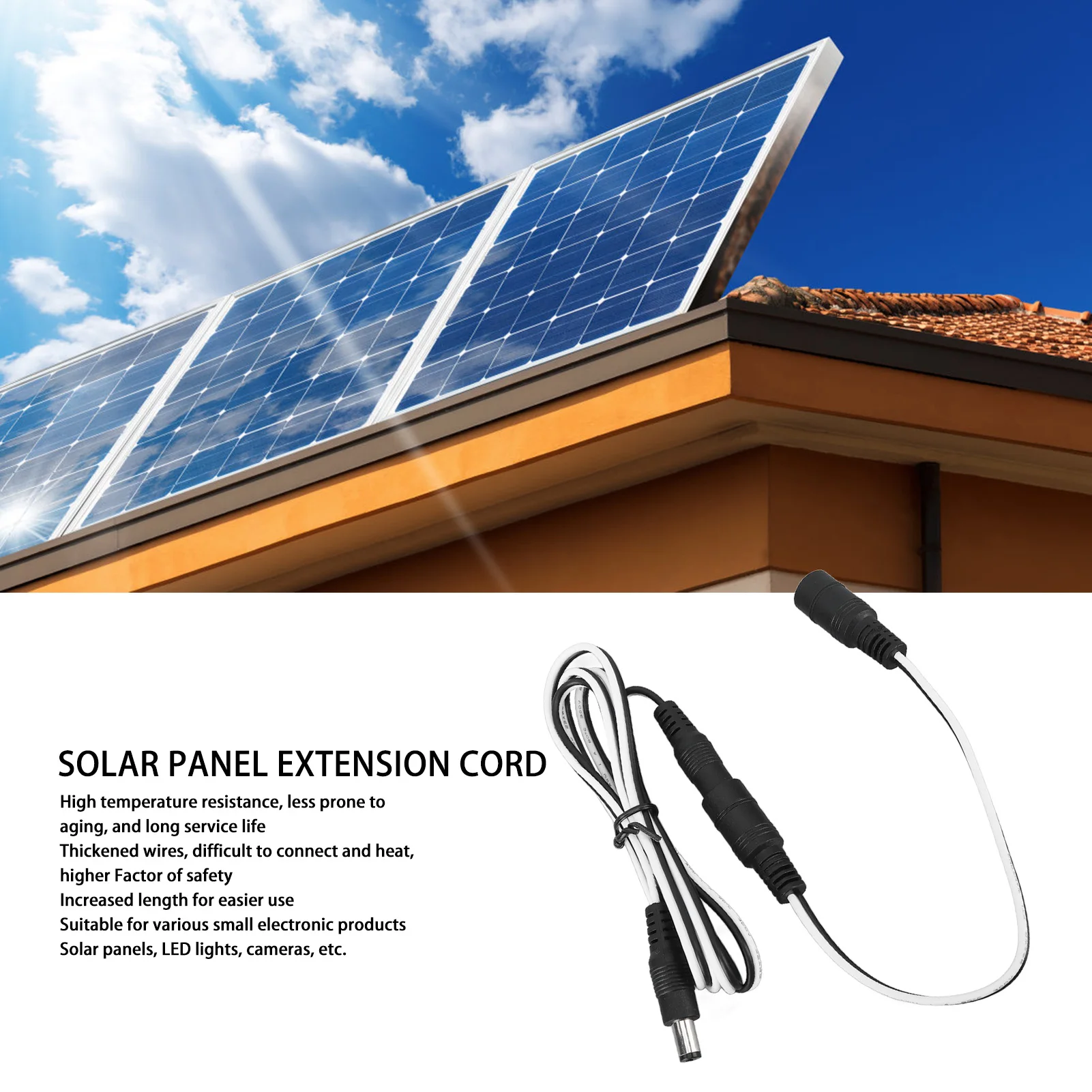 Solar Panel Power Extension Cable DC Extension Cable for Solar Photovoltaic Panel LED Lights Cameras extension cable solar panel connector cable
