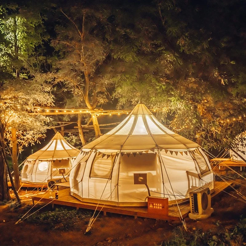 

4M 5M 6M tourist outdoor camping luxury yurt canvas cotton Oxford lotus tent bell tent for family outdoor camping