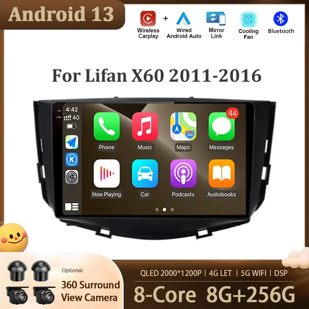 

Android 13 System For Lifan X60 2011 - 2016 Auto Radio Car Multimedia Player GPS Navigation Screen 4G DSP Audio Stereo Carplay