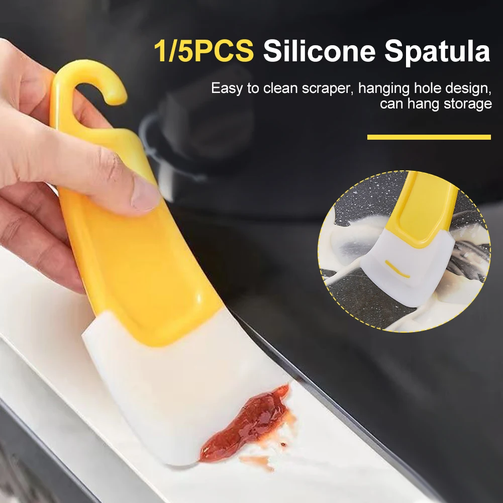 

Silicone Pan Scraper Dish Cleaning Spatula Bowl Scraper Dish Scraper Non Scratch Kitchen Cleaning Tool for Cookware Countertop