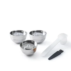 Stainless Steel Reusable Coffee Capsule with Silicone Lid (3pc pods)