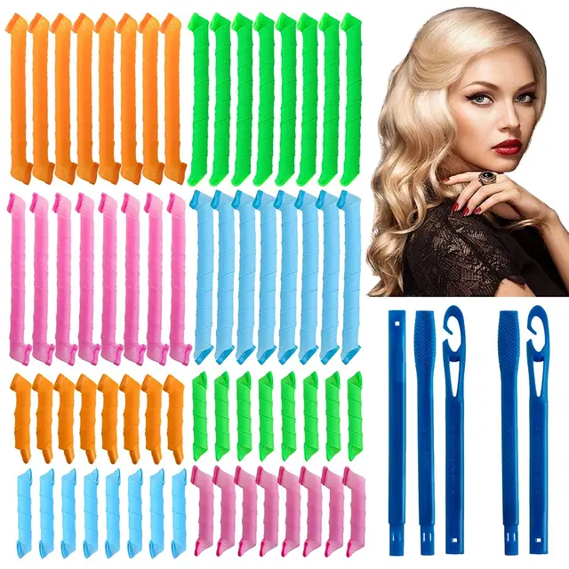 30CM Hair Curlers Spiral Hair Roller Curls Wave Heatless Spiral Styling Kit  Curly Wavy Magic Hair Curlers With Styling Hooks| AliExpress | 36 Pieces 30  Cm Hair Curlers Spiral Curls Styling Kit
