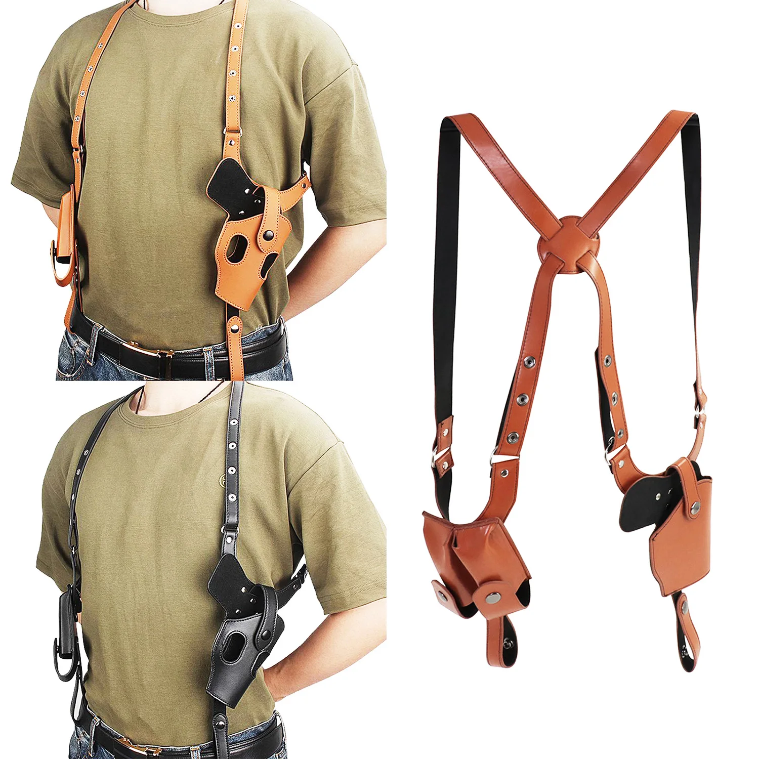 Tactical Stealth Pistol Holster Double Magazine Hidden Gun Pouches Shooting Accessories Shoulder Underarm Concealed Gun Holsters pistol holster gun holster gun accessories