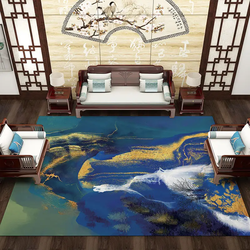 

New Chinese Ink Color Abstract Carpets for Living Room Table Floor Mat Porch Study Mats Washable Large Area Rugs 200x300 cm