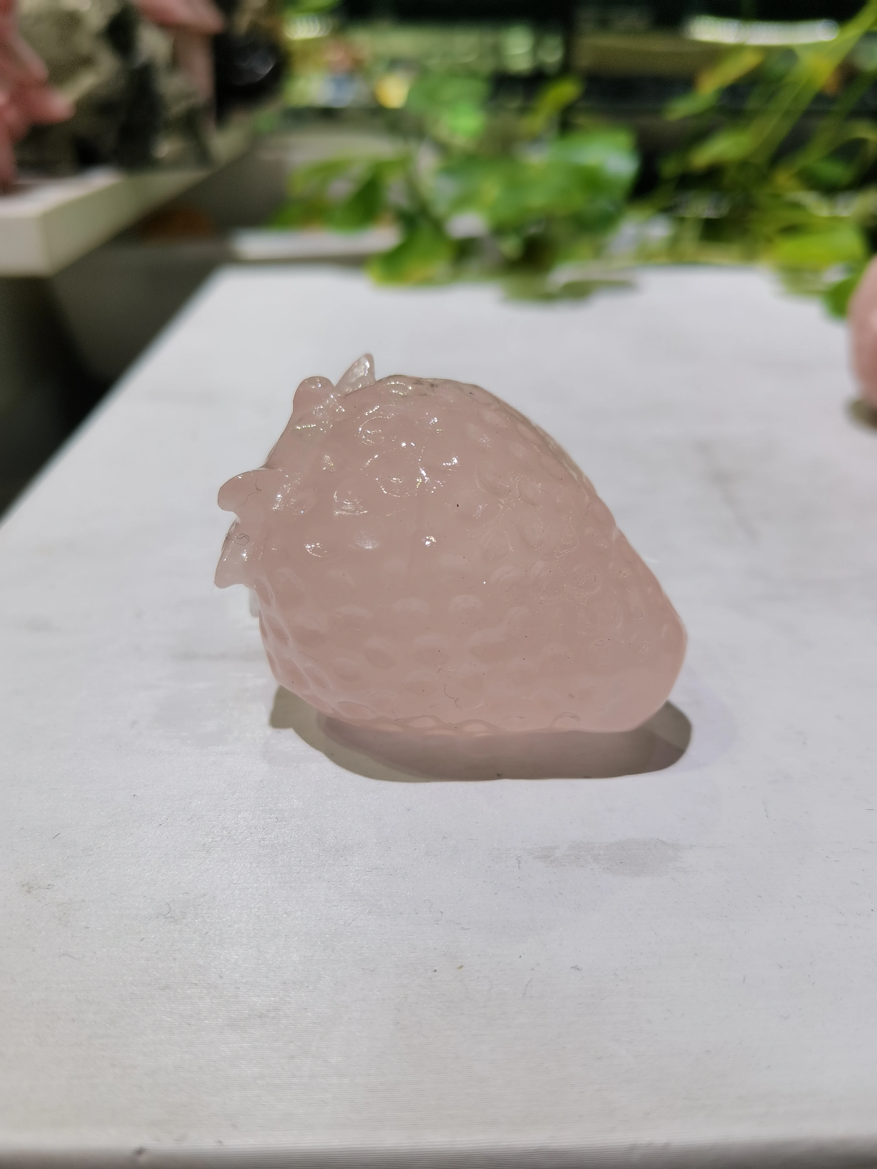 Natural Crystal Strawberry Rose Quartz Hand Carved Reiki Gemstone Crafts Home  Ornament Children Gifts 4