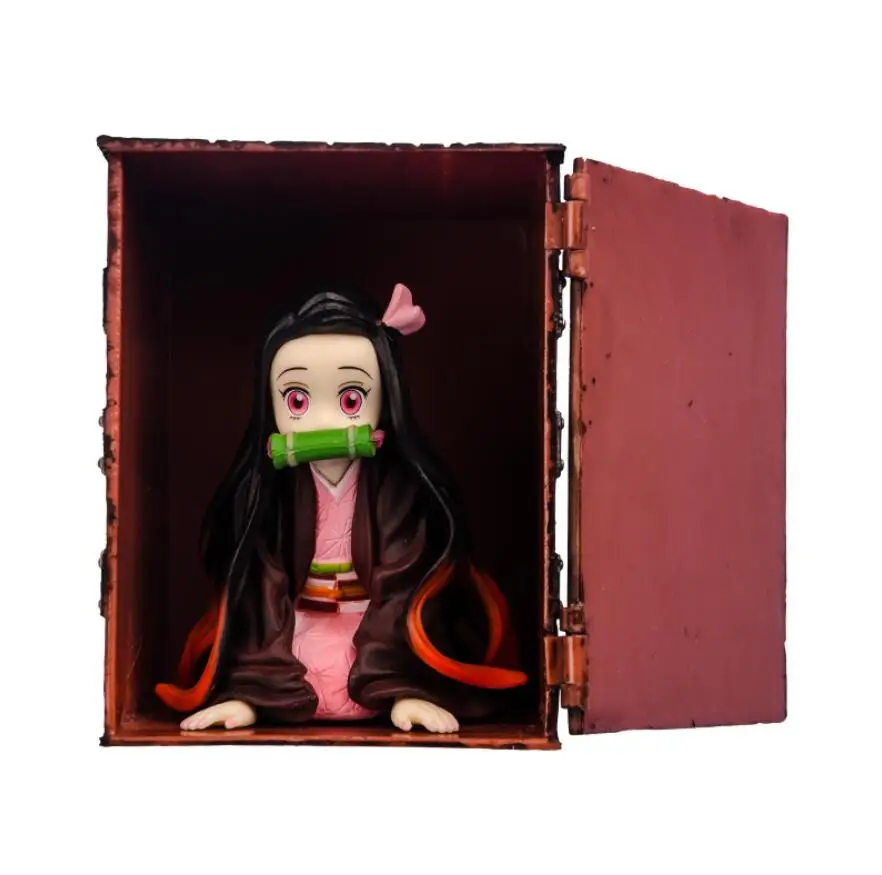 

9cm Kamado Tanjirou Demon Slayer Kimetsu no Yaiba Kamado Nezuko cabinet Action figure toys doll Christmas gift with box