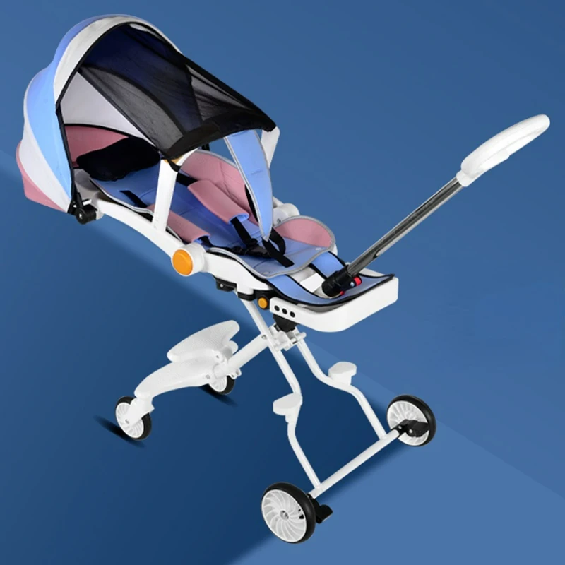 

Портативная Складная двухсторонняя прогулочная коляска, легкая дорожная прогулочная коляска