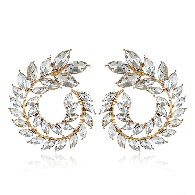 Leaf Zircon Rhinestone Earrings