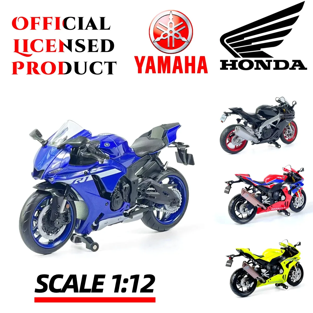 1:12 Scale YAMAHA YZF -R1M Honda CBR1000RR Motorcycle 1