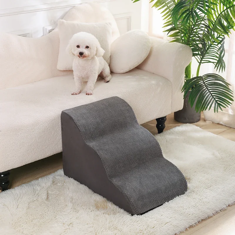 Dog/Cat Ramp Ladder 3 Step Pet Stair Memory Foam Sponge Dogs Sofa Removable and Washable Training Pet Ramp Stairs Supplies