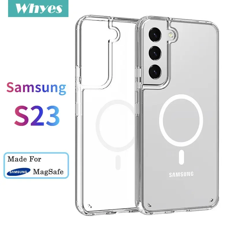 Magnetic Phone Case For Samsung S24 S23 S22 Plus S23 Ultra S22 2022 New  Clear Acrylic For MagSafe Phone Case For Samsung Galaxy