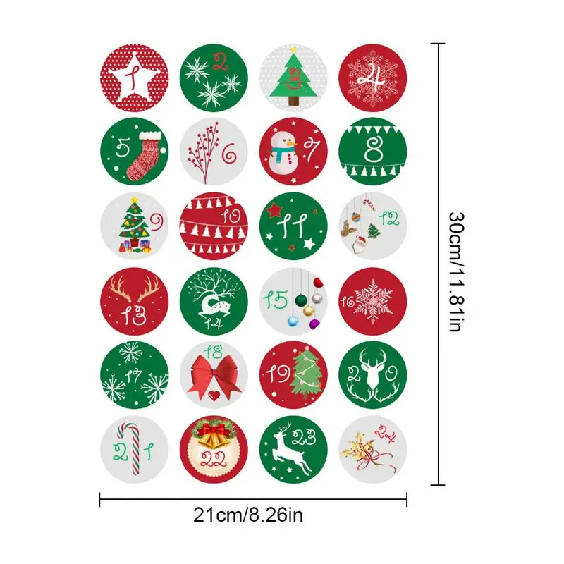 Christmas Countdown Labels Stickers Christmas Countdown Advent Calendar Stickers Numbers Labels