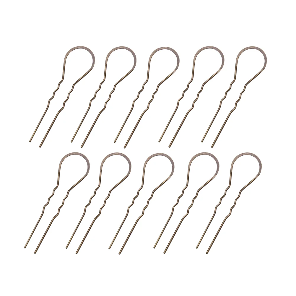 10pcs U Shaped Hairpins Wavy Hair Clips Alloy Bobby Pin Hair Stick for Women and Girls (Golden) U shaped hair pins 6