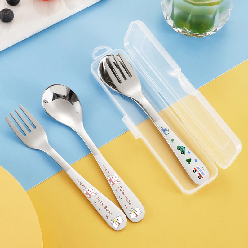 Children's Stainless Steel Spoon Cartoon Car Pot Spoon Soup Bun Home Kitchen Essential Cute Tableware Children's Fork