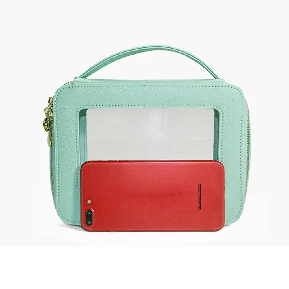 Zipper Clear Makeup Bag Organizer Waterproof Transparent Vinyl Windows Pouch With Handle Portable Large Opening