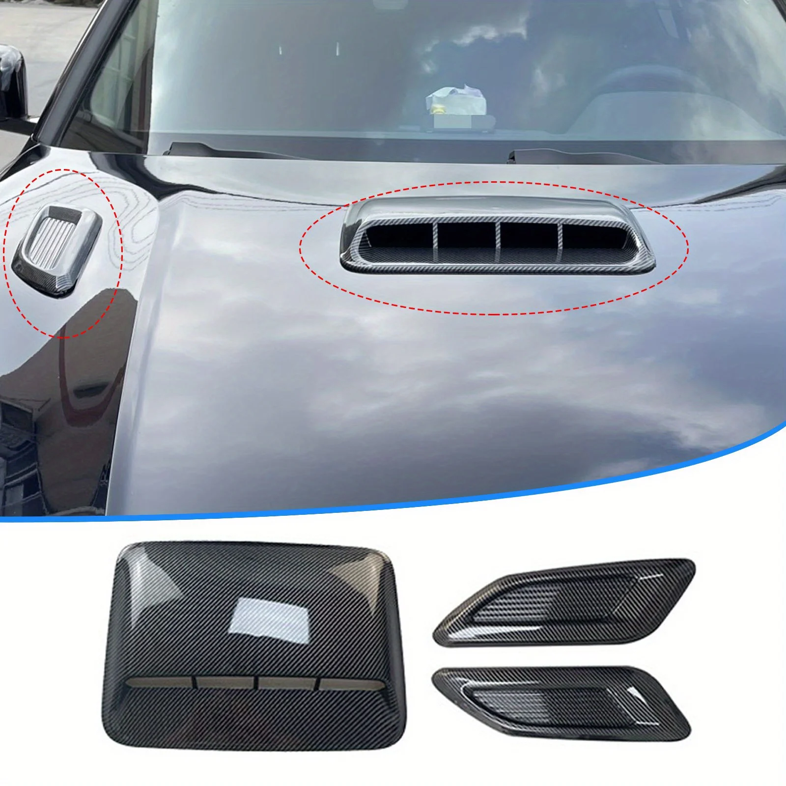 Air Outlet Abdeckung Dekoration Trim Universal Kunststoff Auto Haube Scoop Gefälschte Luftstrom Intake Vent Abdeckungen Auto Außen Zubehör – Detail 4