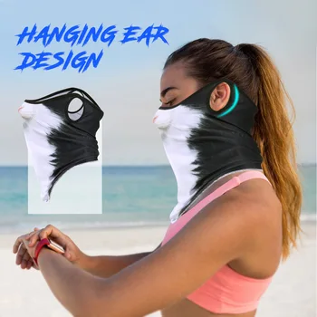 3D Animals Magic Scarf Bandana Breathable Neck Warmer Gaiter Hanging Ear Outdoor Sports Triangle Face Mask Neckerchief Summer 4