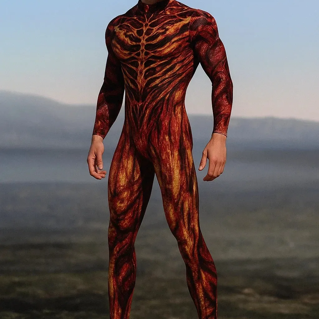 Men CyberPunk Mechanical Armour Jumpsuit Cool Fighter Cosplay Bodysuit Steampunk Costume Halloween Party Shows Zentai Suit