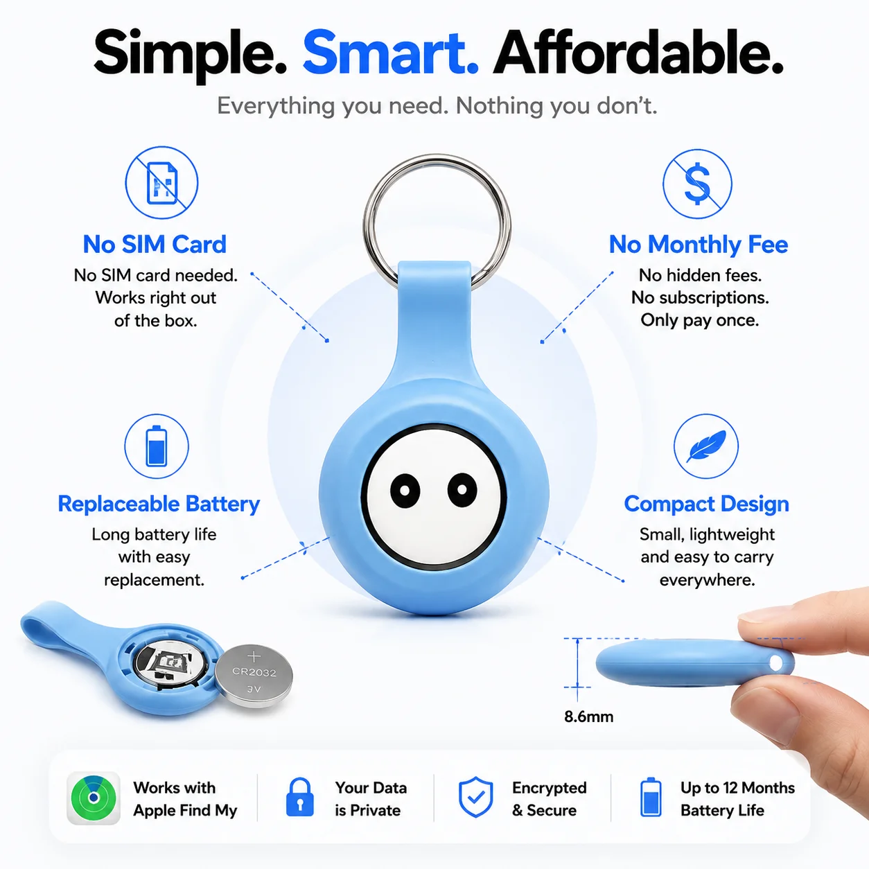 Smart Bluetooth Tracker with Anti-Lost Key Finder for Wallets and Backpacks