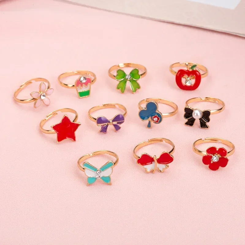 Ring Set 10pcs/lot Love Kids Cute Sweet Rings Design Flower Animal Fashion Jewelry Accessories Girl Child Gifts Finger Rings FS114