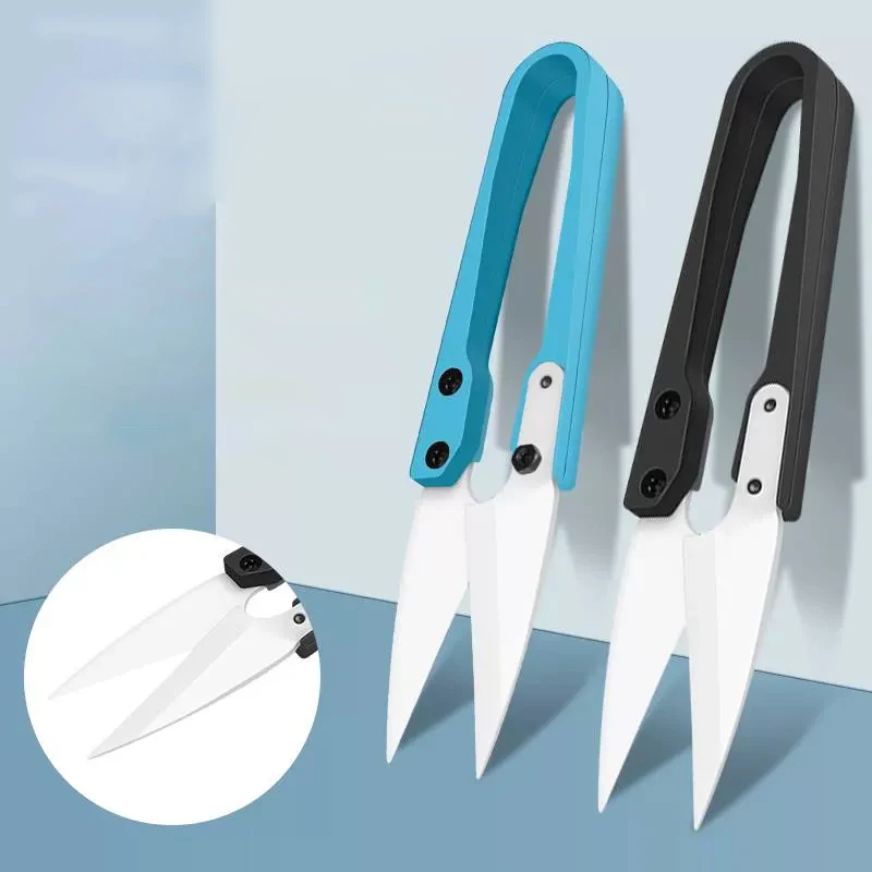Insulated Black Blue Ceramic Scissors U-shear Non-Conductive Anti-static Mobile Phone Battery Repair Safety Scissors Hand Tools