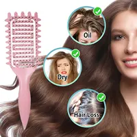 Brosse de coiffure 3 en 1 pour boucles, brosse à cheveux démêlante ajourée, peigne à cheveux emmêlé, façonnant la définition des boucles, outils de coiffure 6