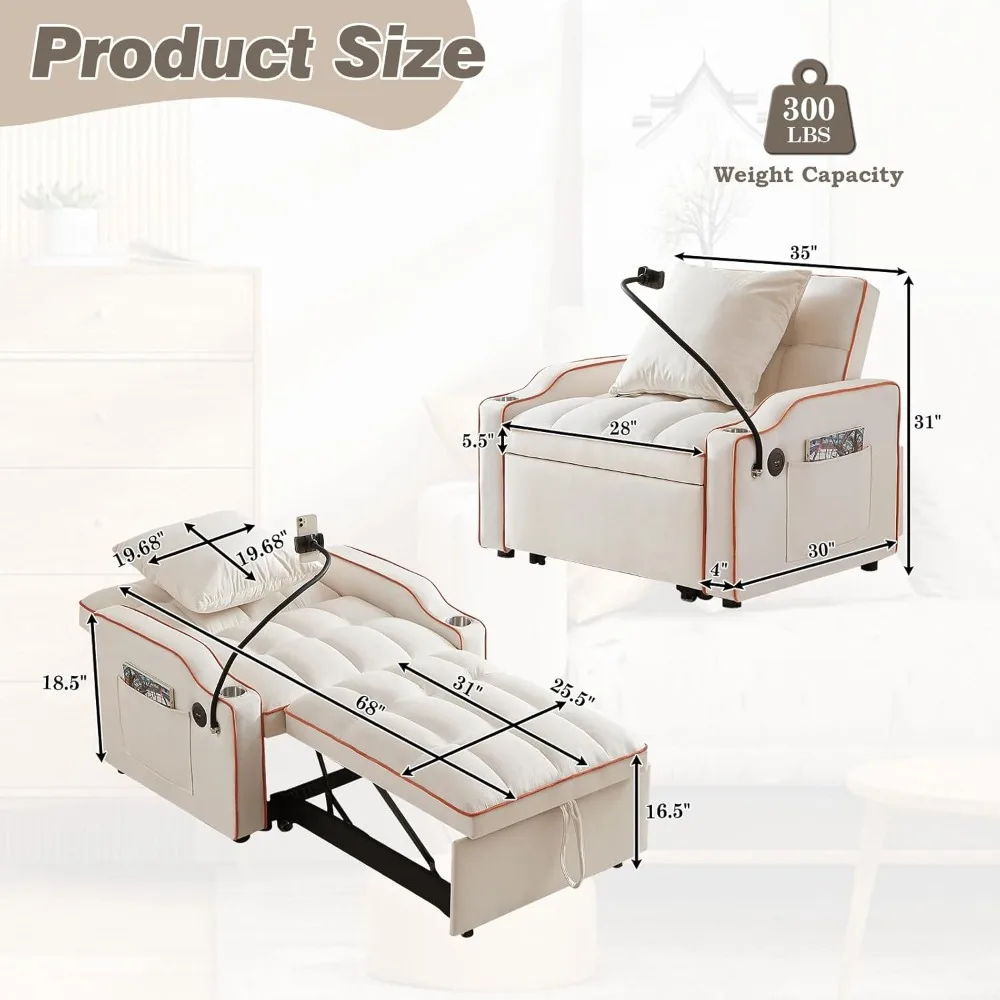 Velvet 3-in-1 Convertible Sofa Bed 2