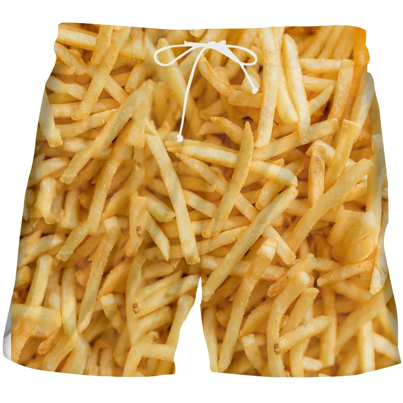 

Creative Food Fries 3D Print Fashion Breathable Men's Shorts Summer Leisure Beach Shorts Surf Pants Harajuku Hip Hop Streetwear
