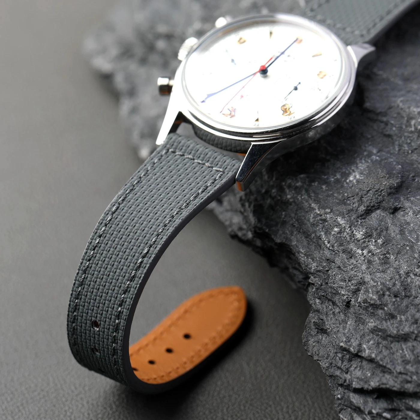 Premium Waterproof Fluororubber Leather Strap - Quick Release, Soft, Retro Design in Blue, Black, and Brown