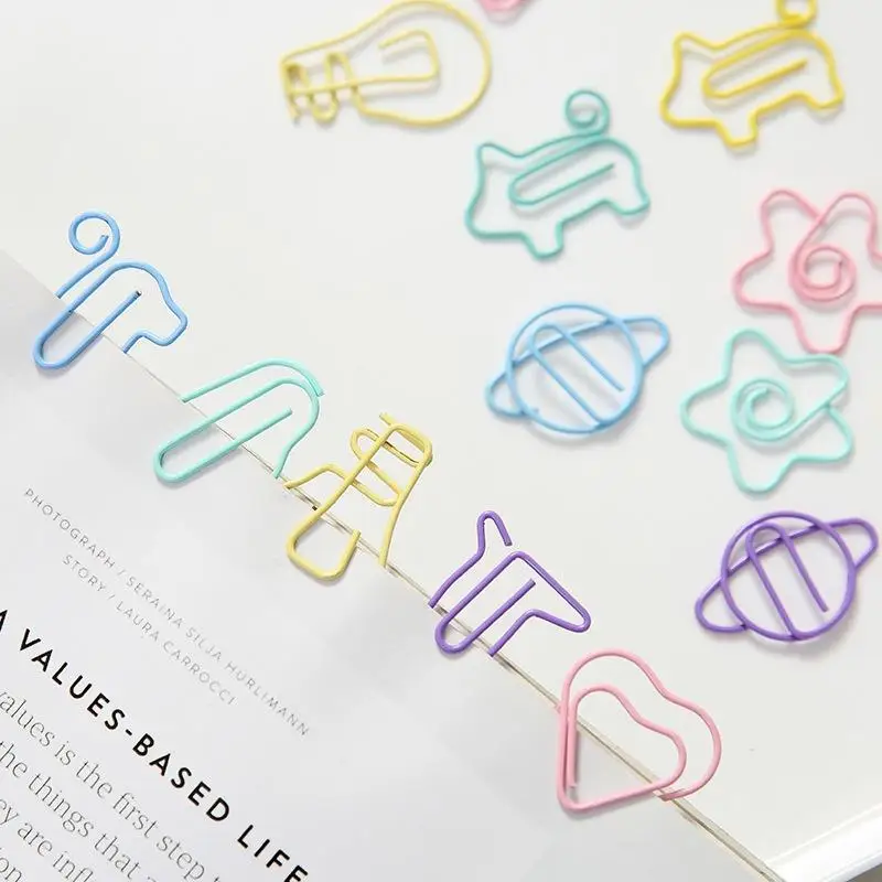 Paper Clip Creative Small Planet Heart Animal Star Mini Candy-colored Clip Stationery For Office School Supplies 10pcs