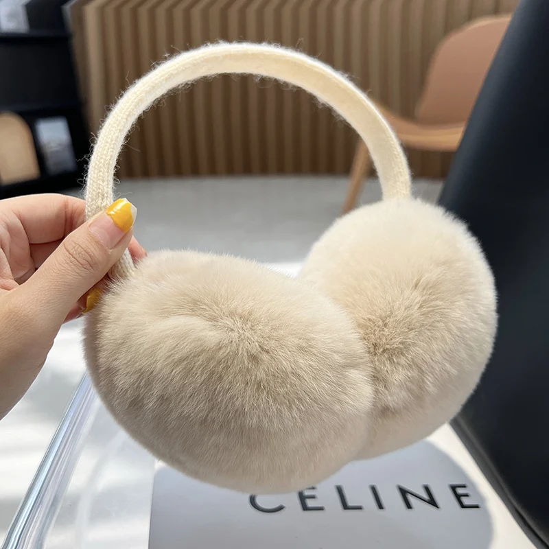 Headphones Genuine Rabbit Fur Earmuff Headbands Winter Accessories for Women Ear Cover warm earmuffs,fur earmuffs