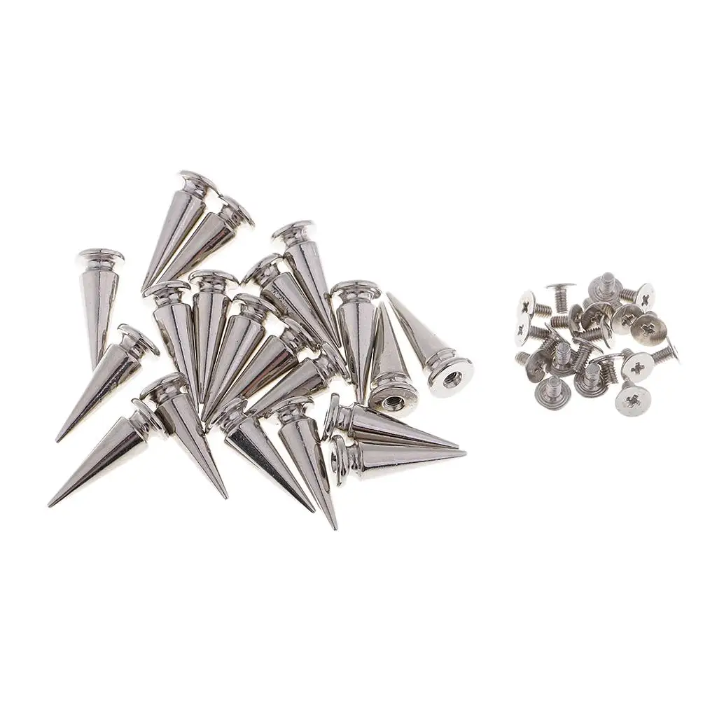 Pack of 20 Metal Conical Studs Screwed Rivet for Bag Belt Clothing Crafts