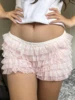 Women's Skorts Shorts Fashion Lace Layered Ruffle Elastic Waist Short Pants Summer Casual Shorts 4