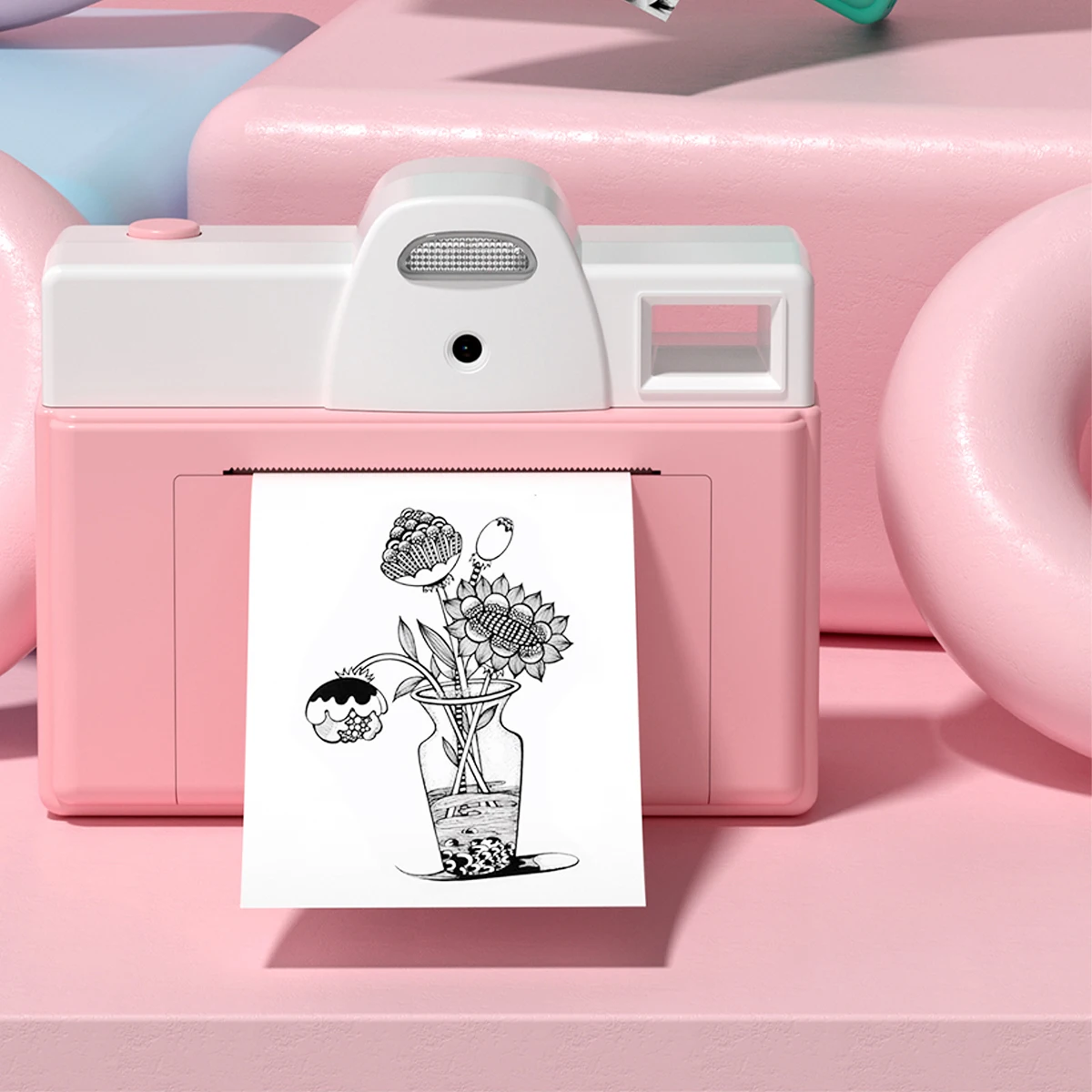 No Screen, Camera Printing Digital Camera with Thermal Photo Print Paper, Portable Travel Cameras Christmas Birthday