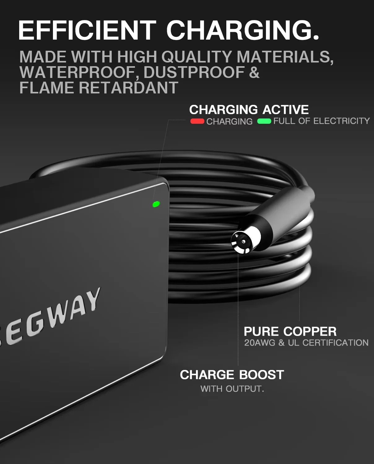 High-Performance 42V Electric Scooter Charger, 1.7A 70W Output