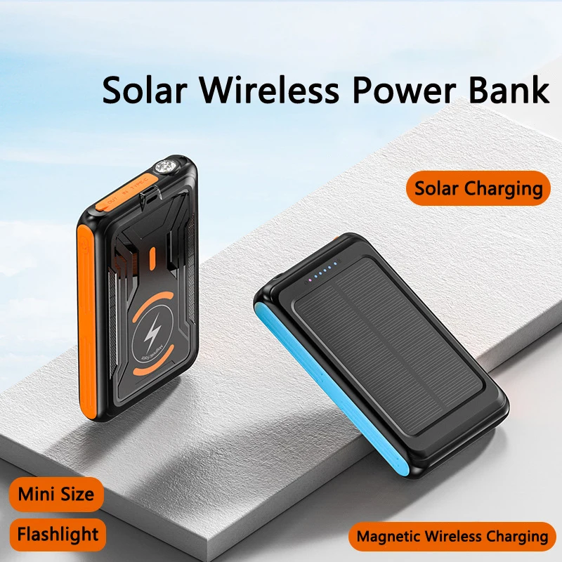 

5000mAh Solar Power Bank Magnetic Wireless Charger Solar Powerbank For iPhone 14 13 12 11 Mini Portable External Battery Charger