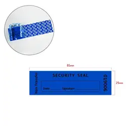 Tamper - evident Security Labels, Red/Blue with Triple Serial Numbers and Void Effect - Pack of 100, Size 25 × 85 mm (Blue)